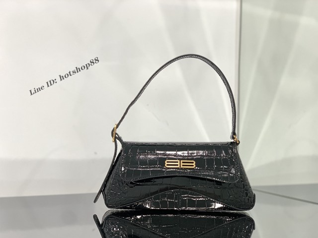 Balenciaga專櫃爆款XX Bag斜挎背包 巴黎世家鱷魚紋皮翻蓋腋下包 fyj1905